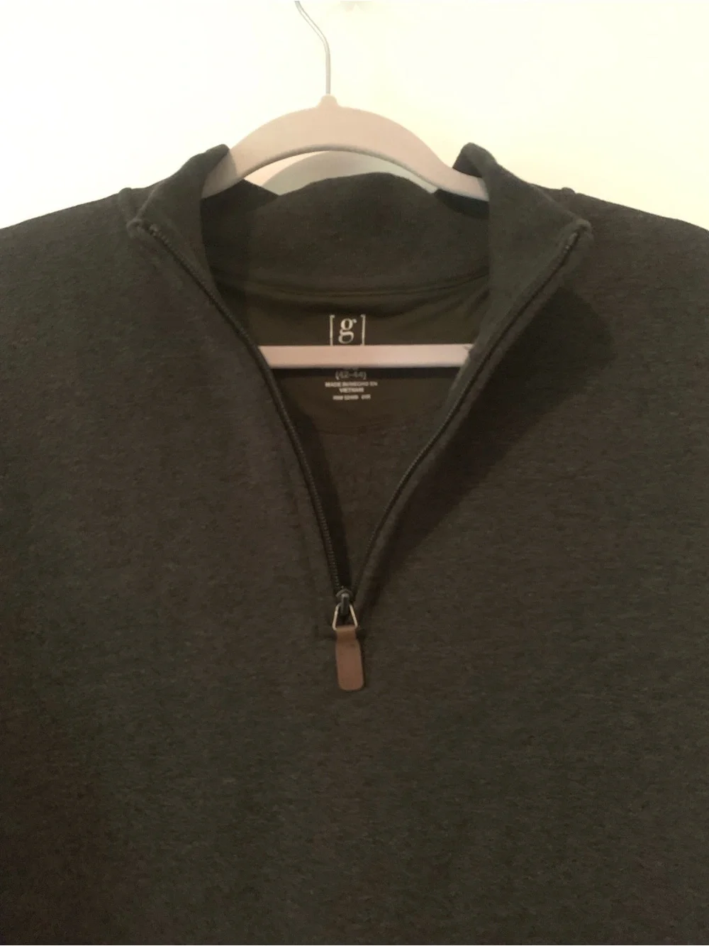 George Men’s Quarter Zip Pullover Sweater Fleece Lined Charcoal Gray Large 42-44